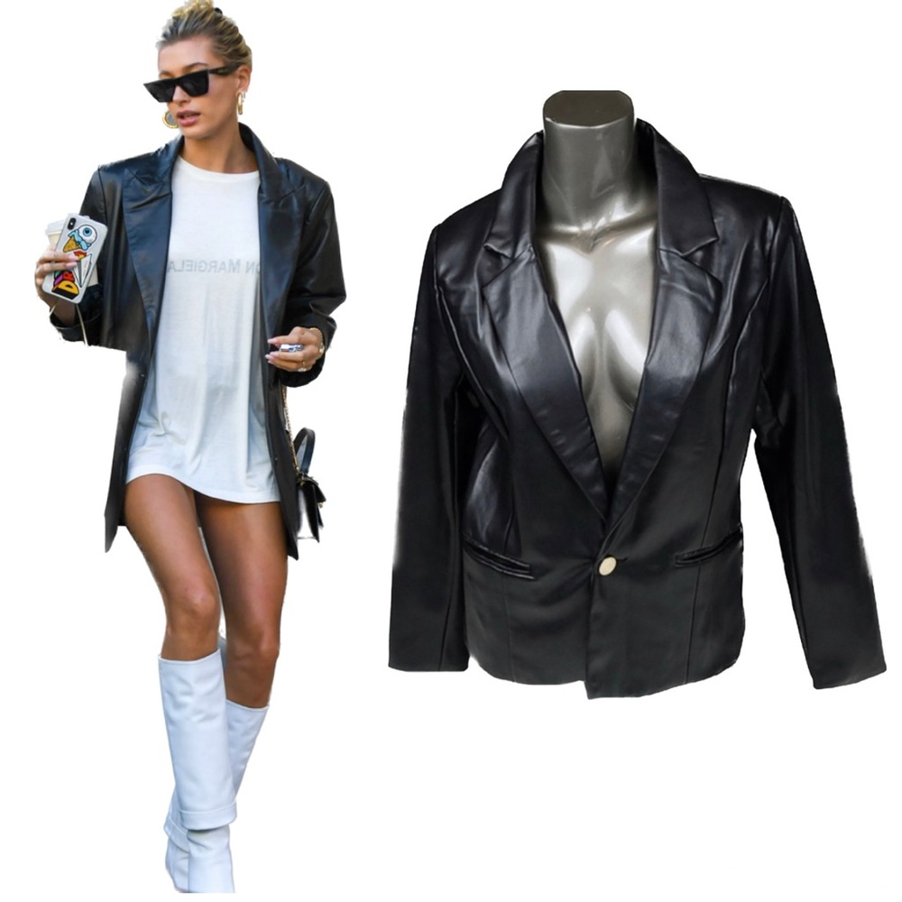 Marc New York Black Vegan Leather Blazer